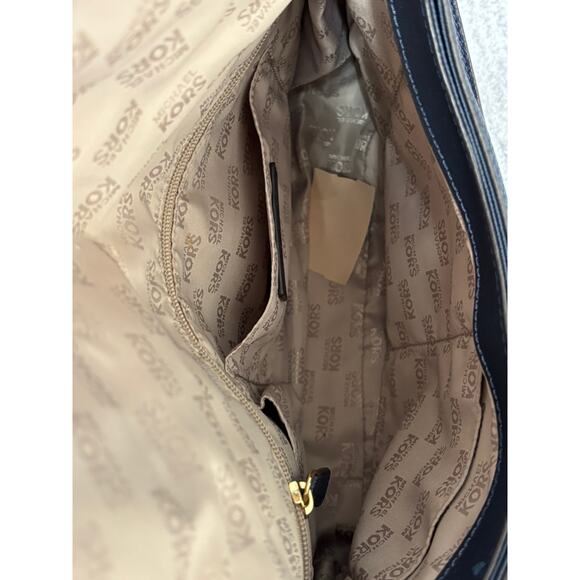 Michael Kors Navy Pebbled Leather Foldover Shoulder Bag #64440 - Picture 10 of 15